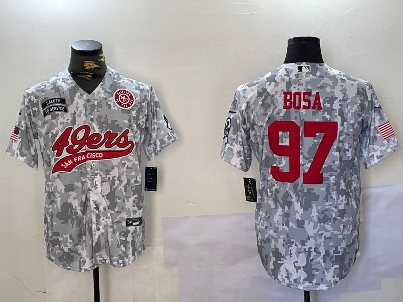 Men San Francisco 49ers #97 Bosa Nike Arctic Camo 2024 Salute to Service Limited NFL Jersey style 2